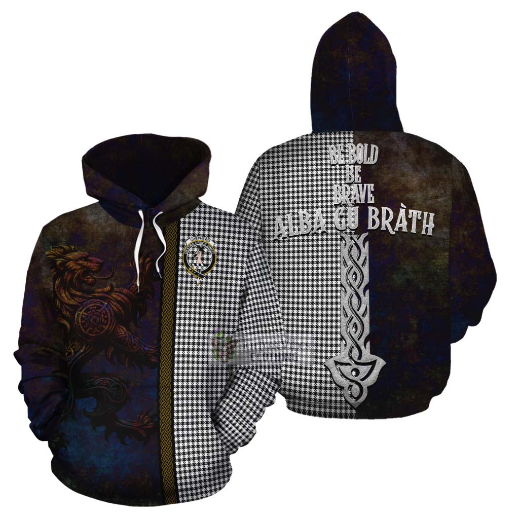 Tartan Vibes Clothing Shepherd Tartan Family Crest Cotton Hoodie Alba Gu Brath Be Brave Lion Ancient Style