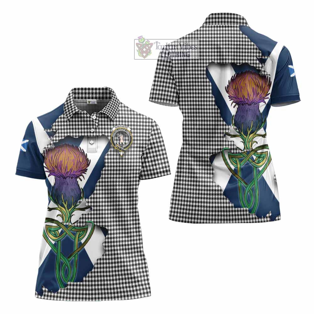 Tartan Vibes Clothing Shepherd Tartan Family Crest Women's Polo Shirt Scottish Thistle Celtic Inspired