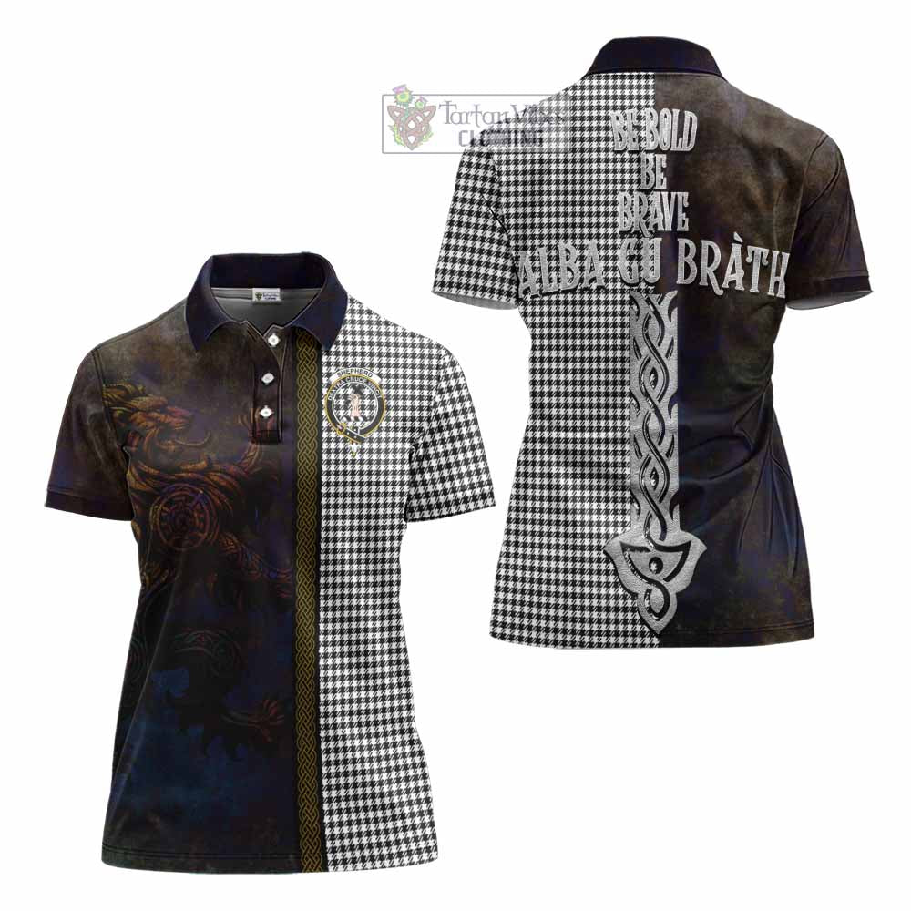 Tartan Vibes Clothing Shepherd Tartan Family Crest Women's Polo Shirt Alba Gu Brath Be Brave Lion Ancient Style
