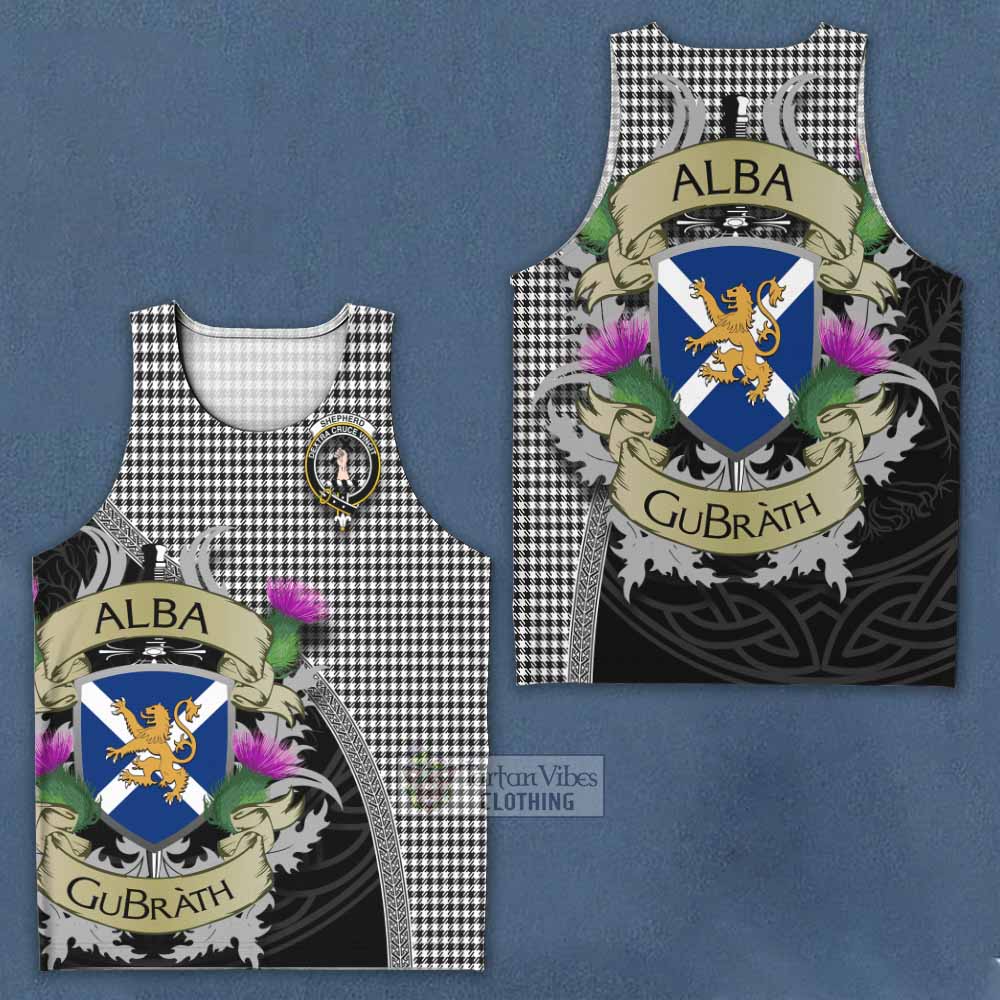 Tartan Vibes Clothing Shepherd Tartan Family Crest Men's Tank Top Lion Rampant Royal Thistle Shield Celtic Inspired