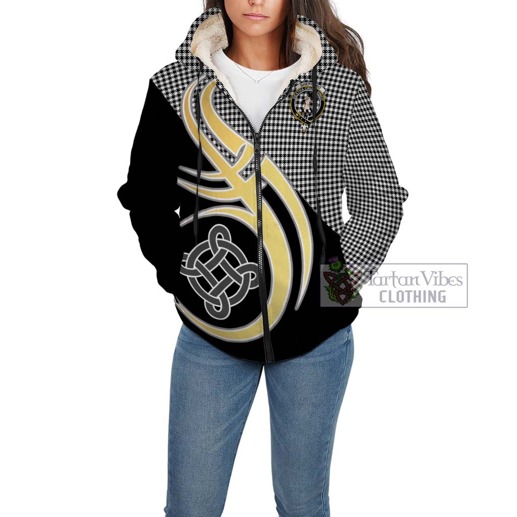 Shepherd Tartan Sherpa Hoodie with Family Crest and Celtic Symbol Style Unisex - Tartan Vibes Clothing