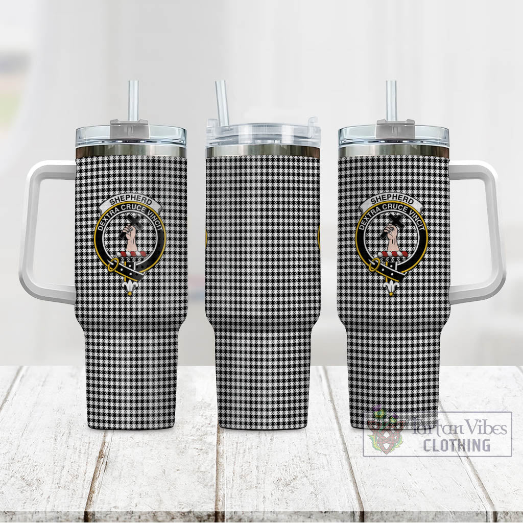 Tartan Vibes Clothing Shepherd Tartan and Family Crest Tumbler with Handle
