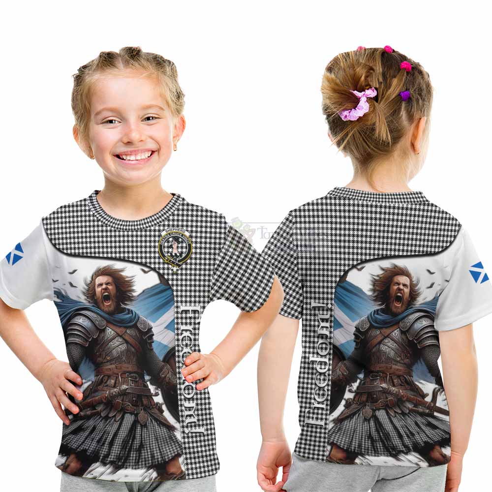 Tartan Vibes Clothing Shepherd Crest Tartan Kid T-Shirt Inspired by the Freedom of Scottish Warrior