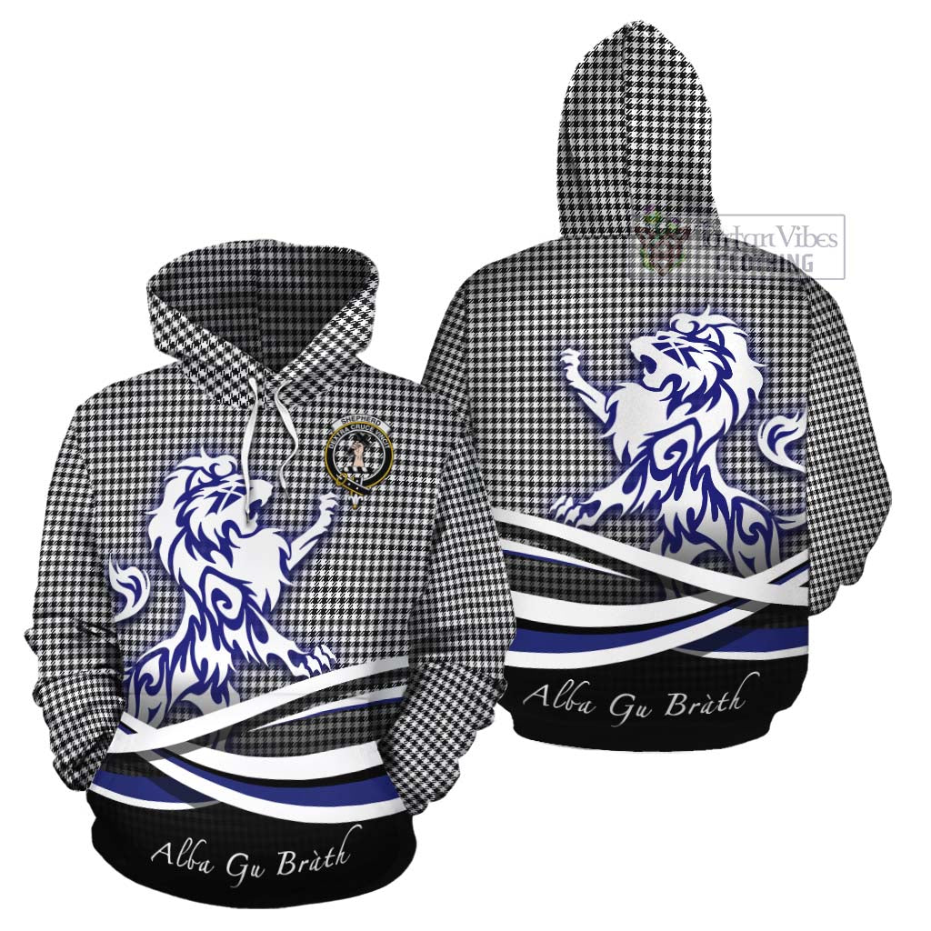 Tartan Vibes Clothing Shepherd Tartan Cotton Hoodie with Alba Gu Brath Regal Lion Emblem