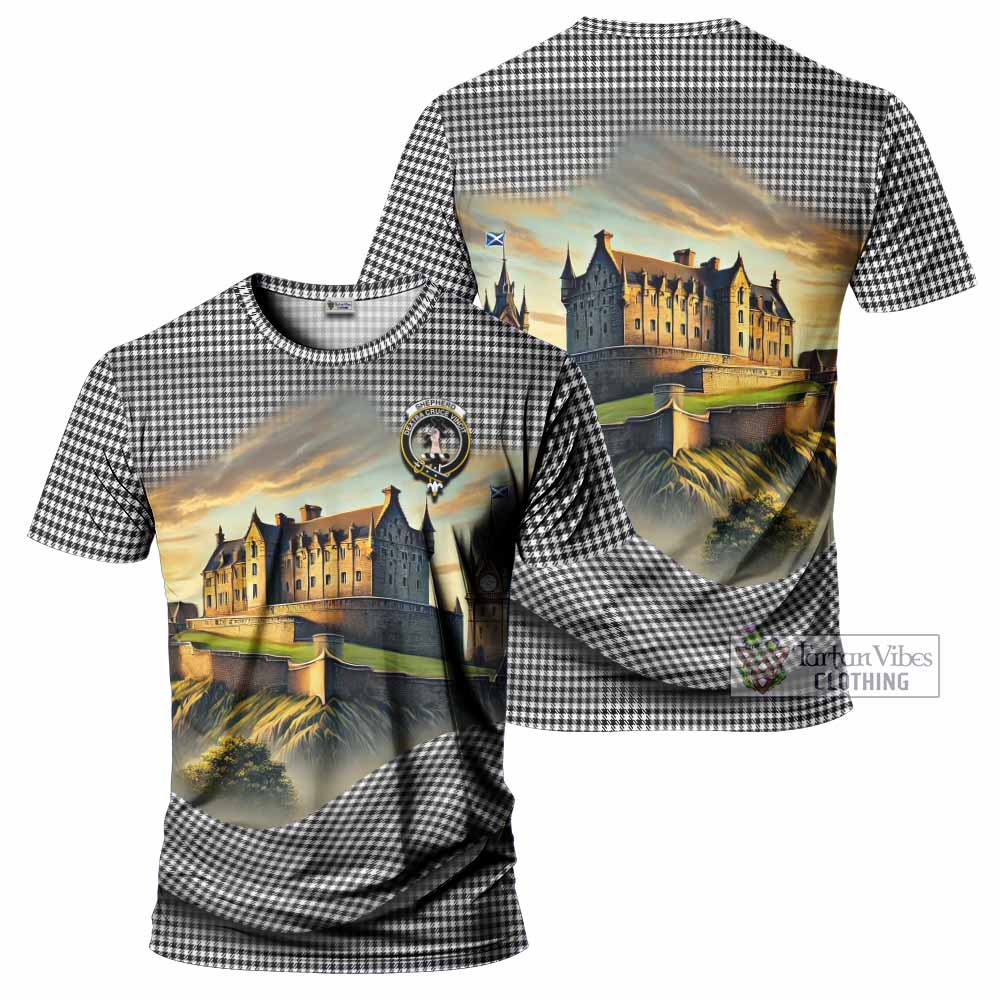 Tartan Vibes Clothing Shepherd Tartan Family Crest T-Shirt with Scottish Ancient Castle Stype