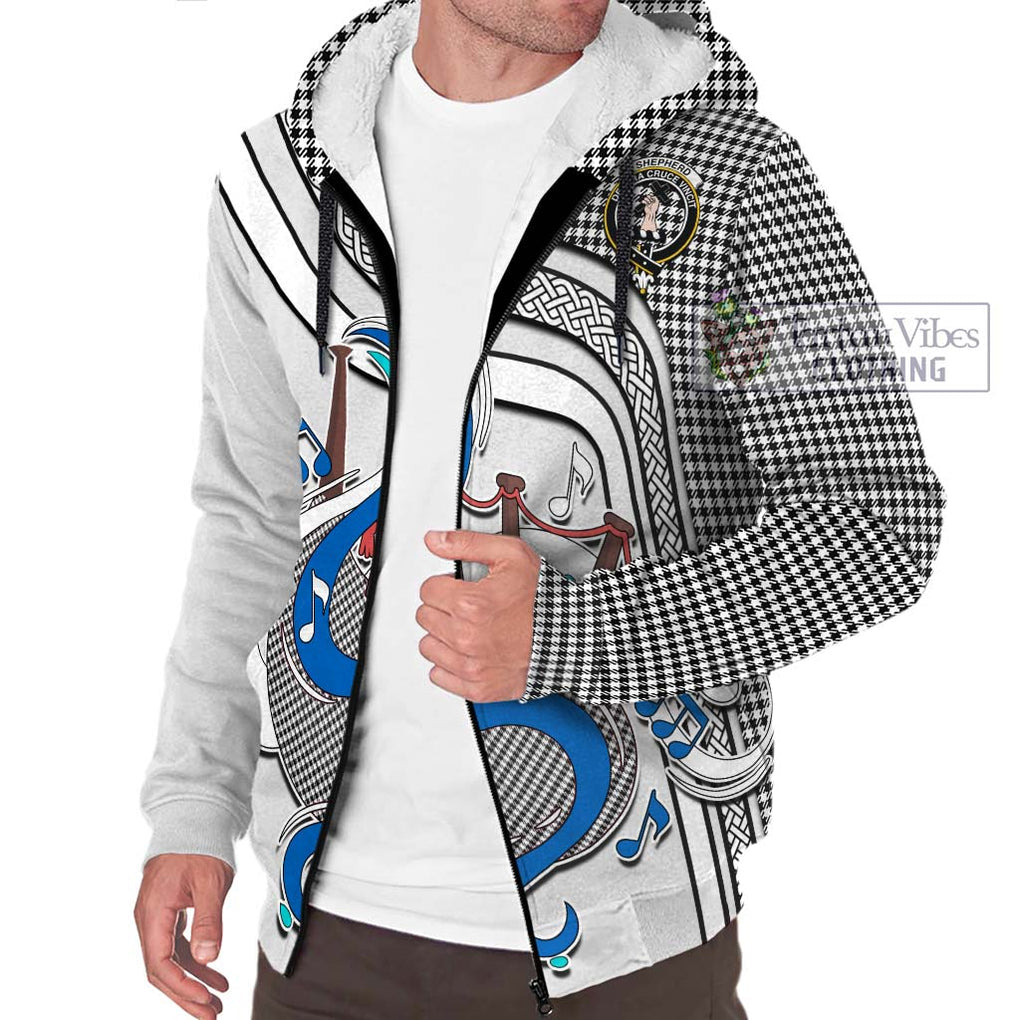 Shepherd Tartan Sherpa Hoodie with Epic Bagpipe Style Unisex - Tartanvibesclothing Shop