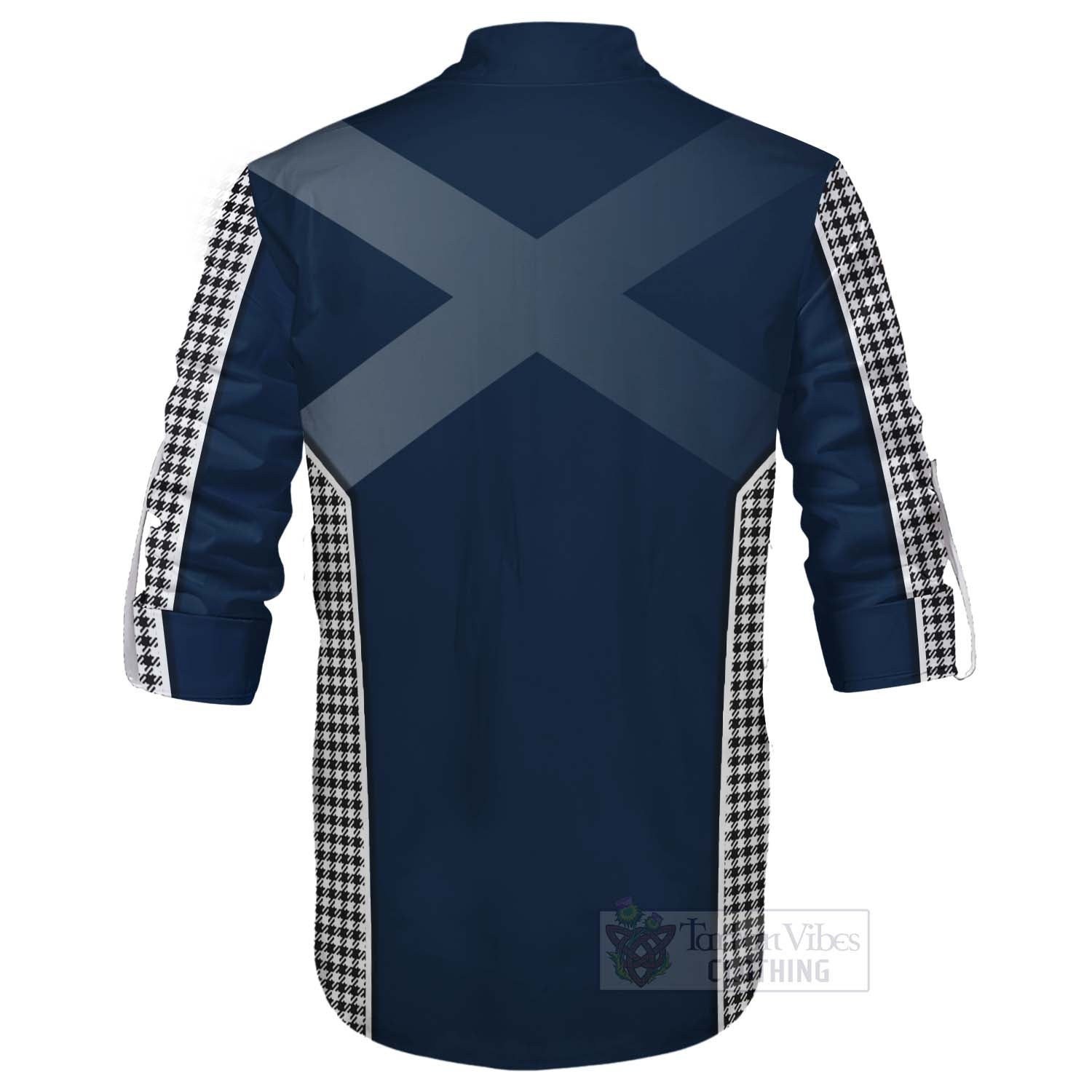 Tartan Vibes Clothing Shepherd Tartan Ghillie Kilt Shirt with Family Crest and Scottish Thistle Vibes Sport Style