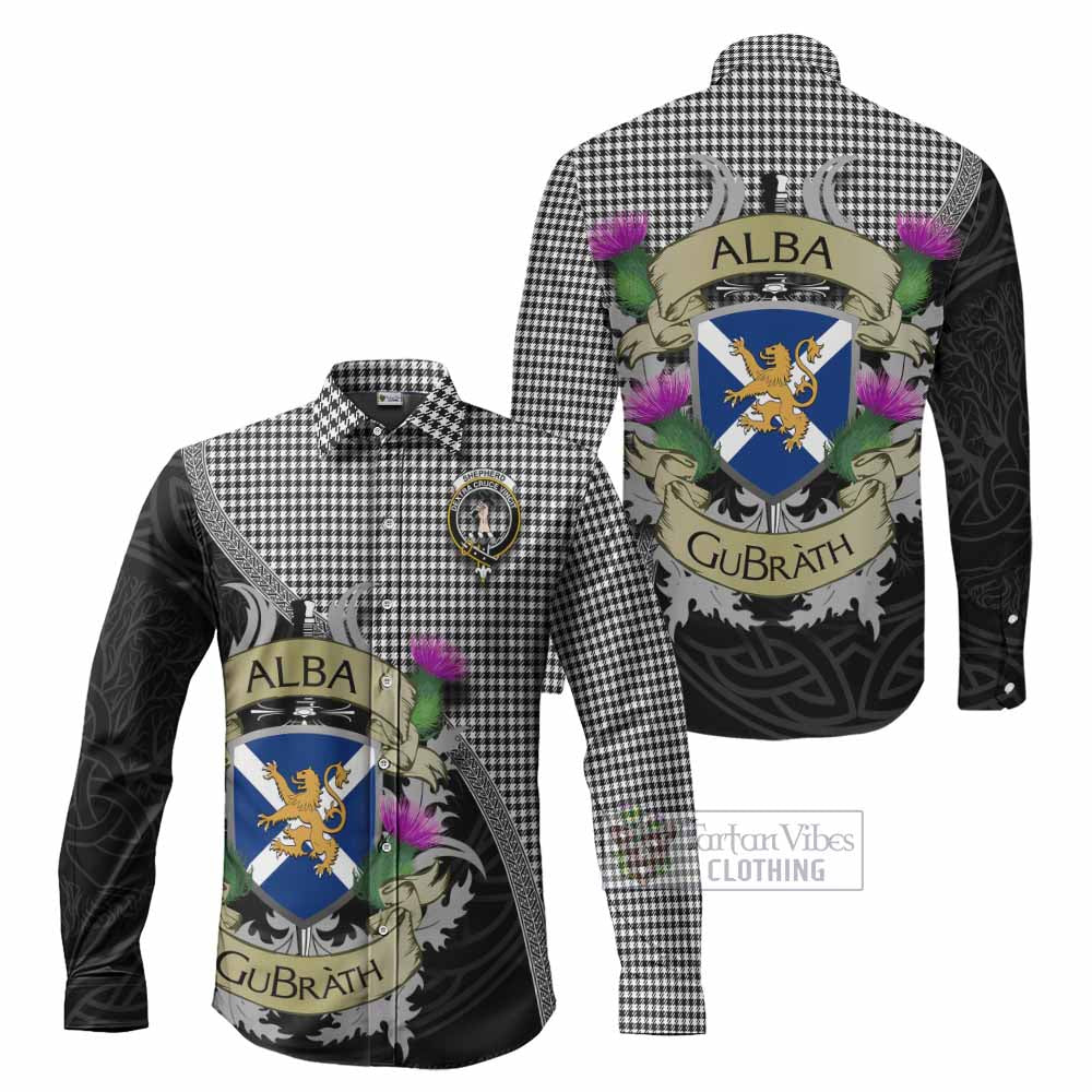 Tartan Vibes Clothing Shepherd Tartan Family Crest Long Sleeve Button Shirt Lion Rampant Royal Thistle Shield Celtic Inspired