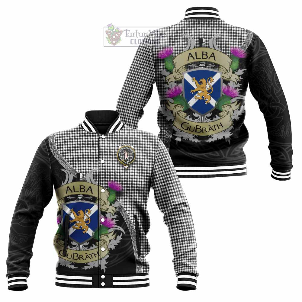 Tartan Vibes Clothing Shepherd Tartan Family Crest Baseball Jacket Lion Rampant Royal Thistle Shield Celtic Inspired