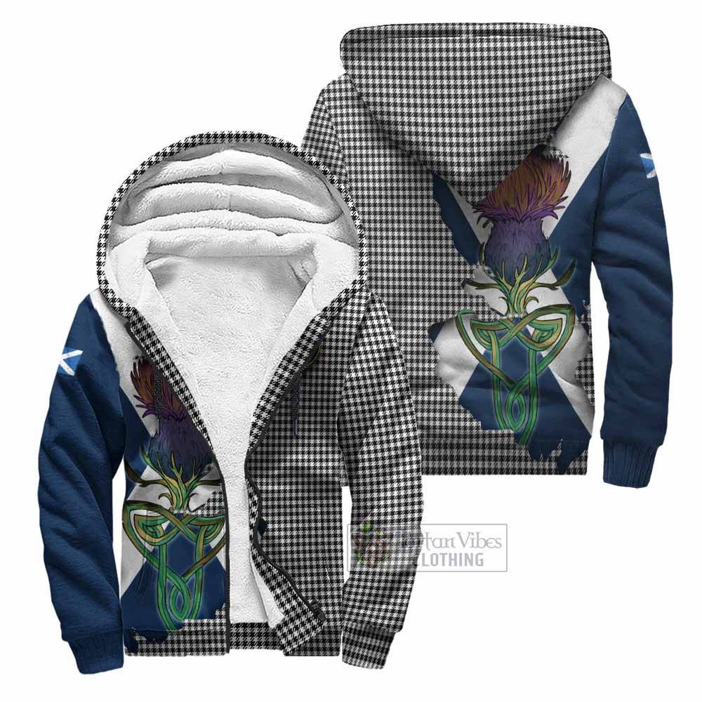 Tartan Vibes Clothing Shepherd Tartan Family Crest Sherpa Hoodie Scottish Thistle Celtic Inspired