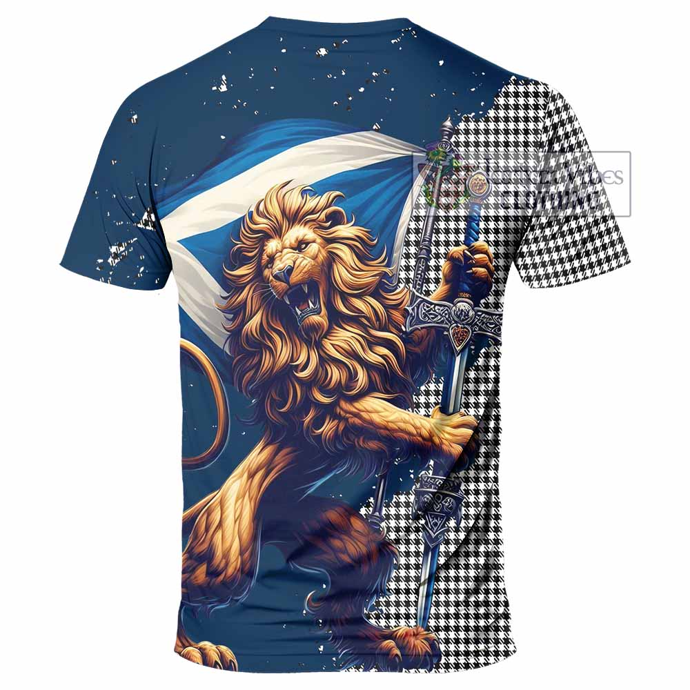 Tartan Vibes Clothing Shepherd Tartan Family Crest T-Shirt with Scottish Majestic Lion