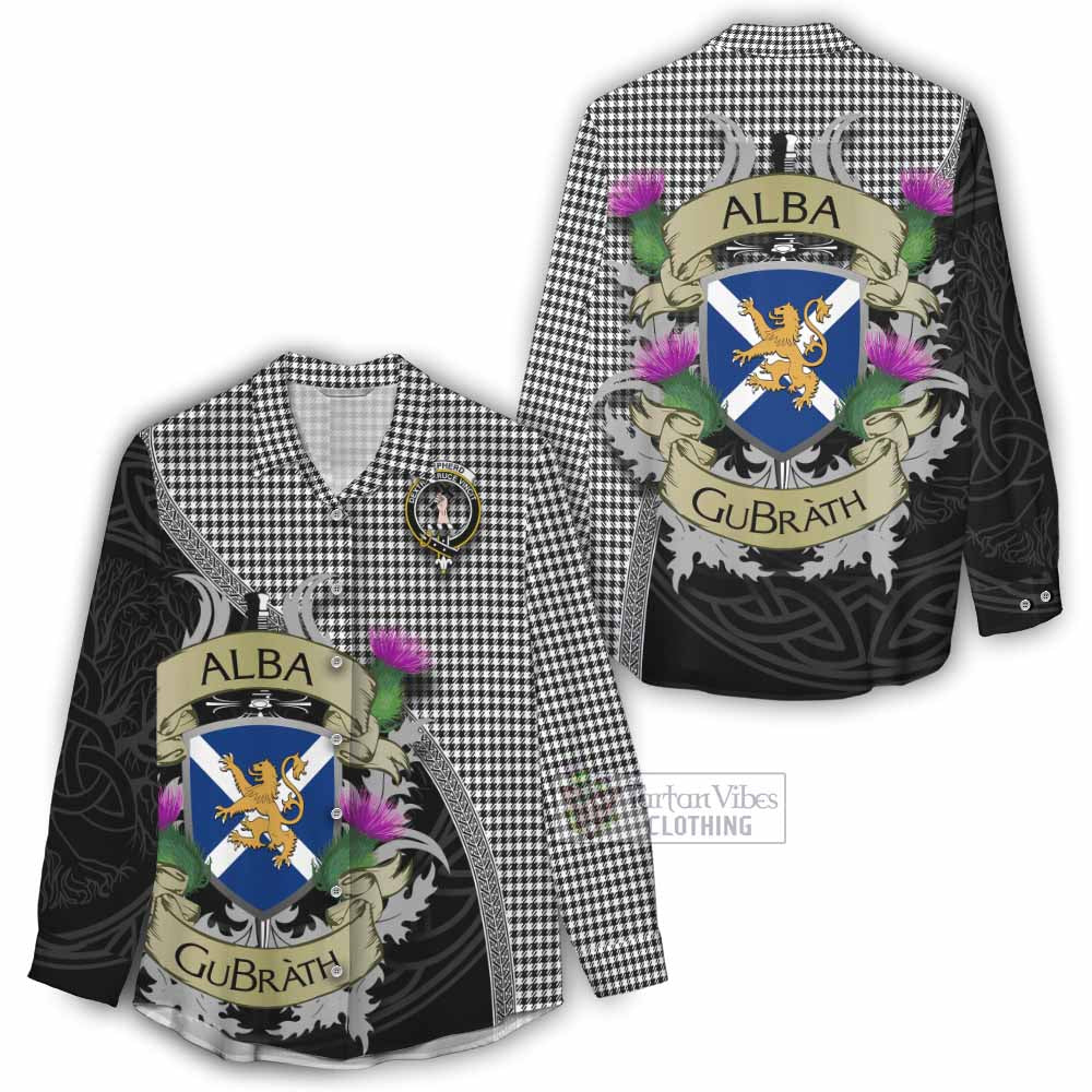 Tartan Vibes Clothing Shepherd Tartan Family Crest Women's Casual Shirt Lion Rampant Royal Thistle Shield Celtic Inspired