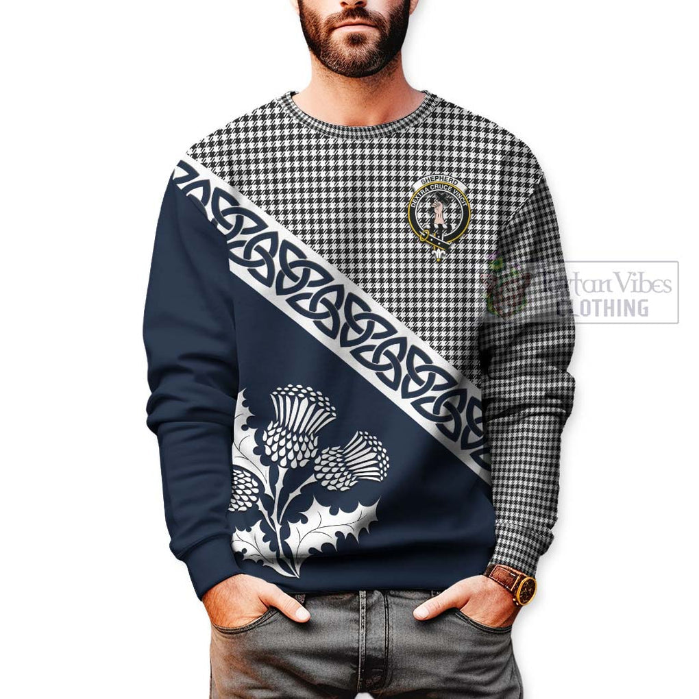 Tartan Vibes Clothing Shepherd Tartan Sweatshirt Featuring Thistle and Scotland Map