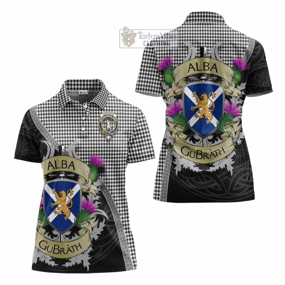 Tartan Vibes Clothing Shepherd Tartan Family Crest Women's Polo Shirt Lion Rampant Royal Thistle Shield Celtic Inspired