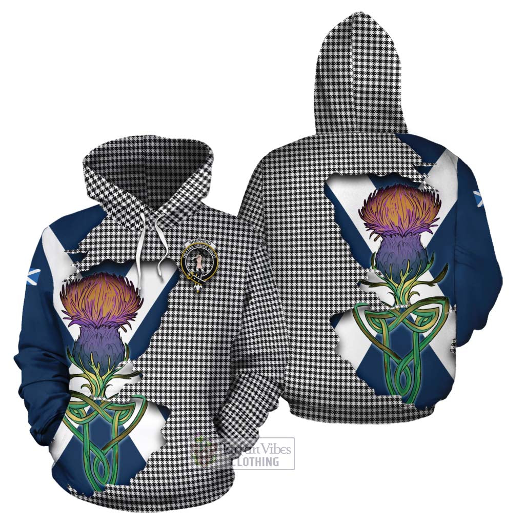 Tartan Vibes Clothing Shepherd Tartan Family Crest Cotton Hoodie Scottish Thistle Celtic Inspired