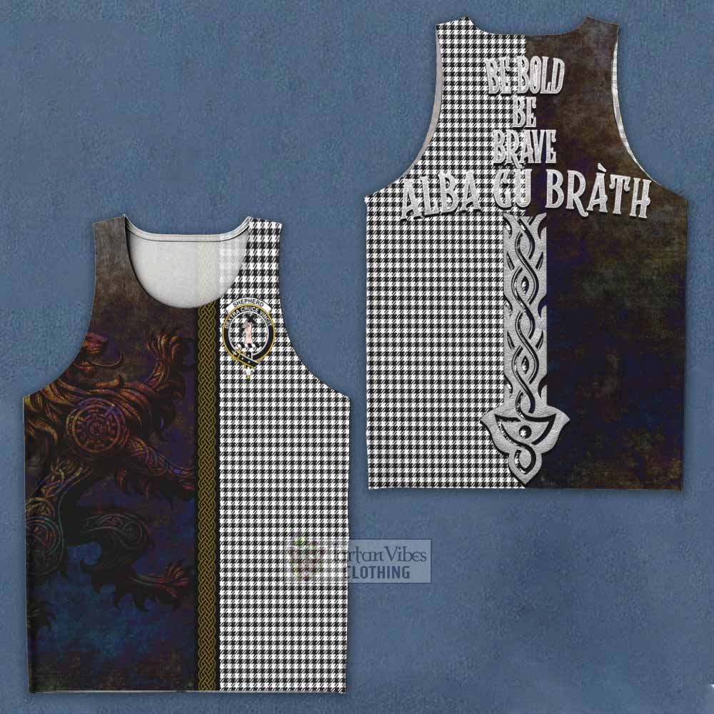 Tartan Vibes Clothing Shepherd Tartan Family Crest Men's Tank Top Alba Gu Brath Be Brave Lion Ancient Style