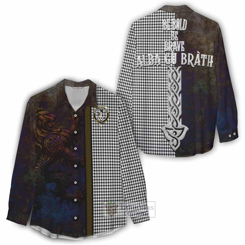 Tartan Vibes Clothing Shepherd Tartan Family Crest Women's Casual Shirt Alba Gu Brath Be Brave Lion Ancient Style