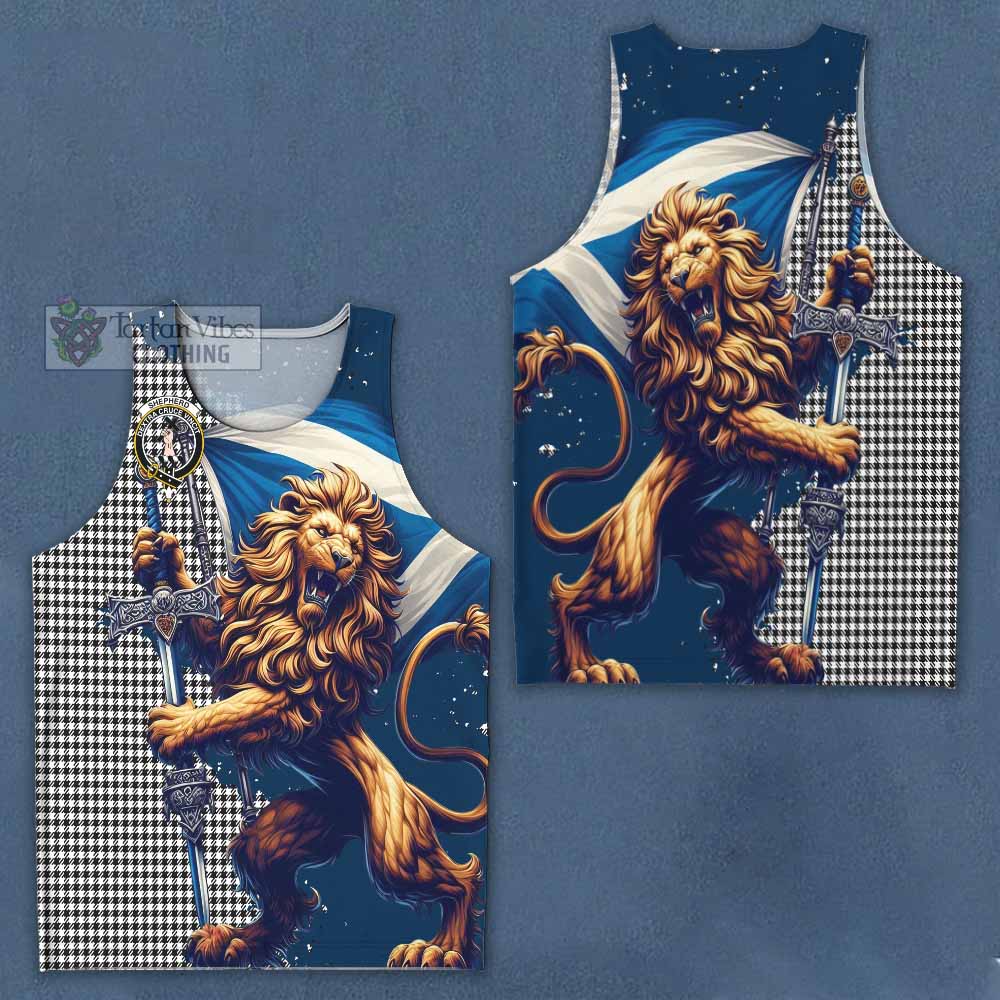 Tartan Vibes Clothing Shepherd Tartan Family Crest Men's Tank Top with Scottish Majestic Lion