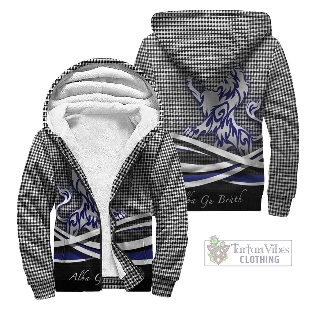 Shepherd Tartan Sherpa Hoodie with Alba Gu Brath Regal Lion Emblem Unisex - Tartanvibesclothing Shop
