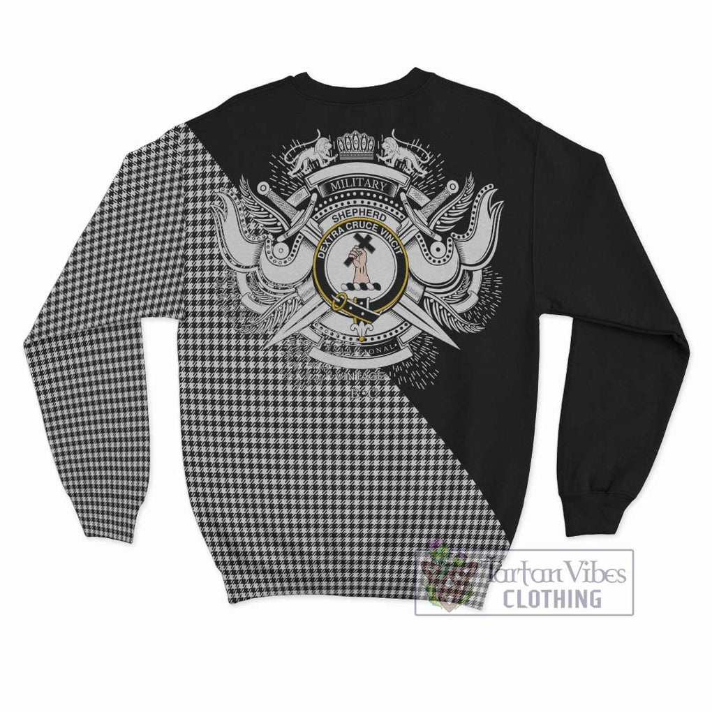 Shepherd Tartan Sweatshirt with Family Crest and Military Logo Style - Tartanvibesclothing Shop