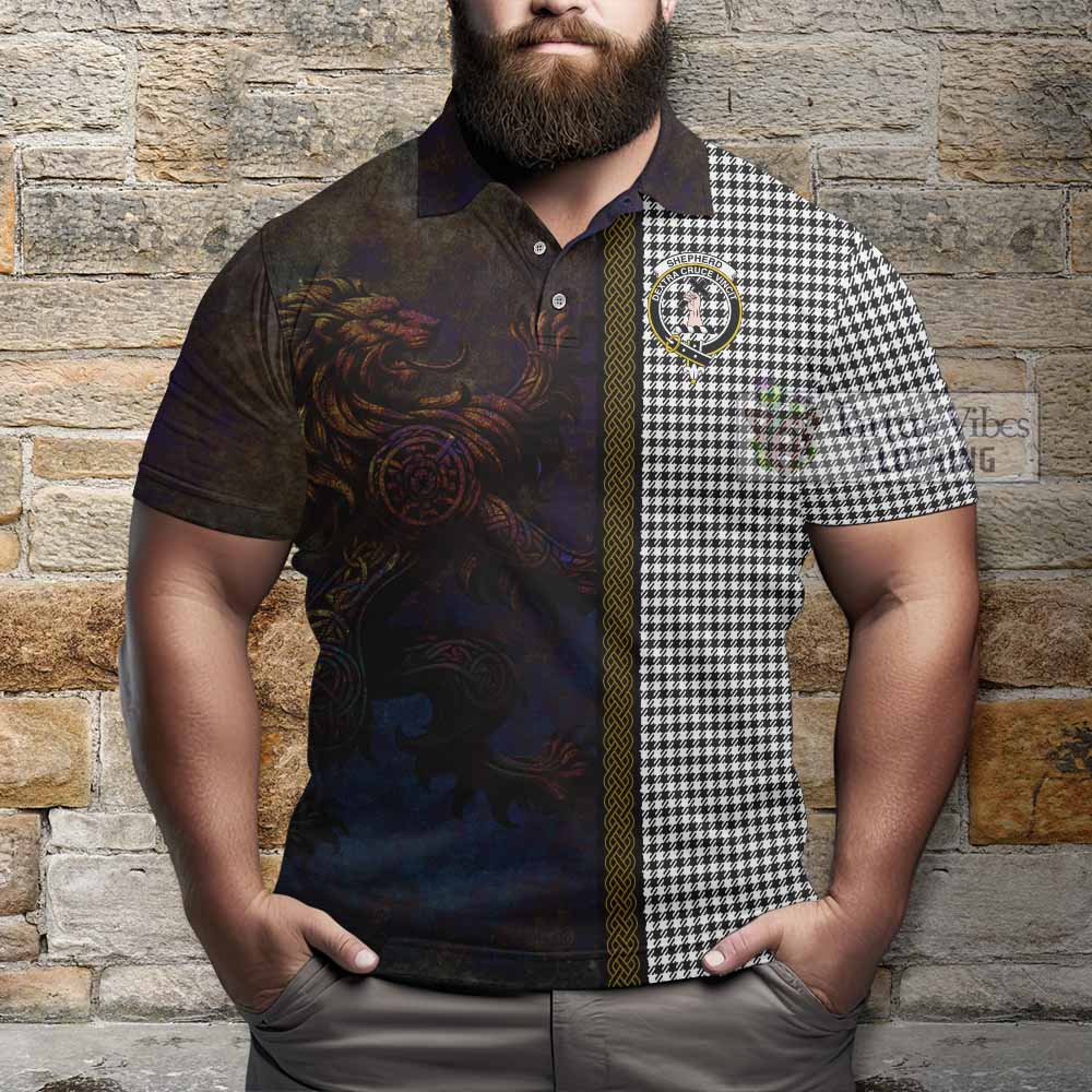 Tartan Vibes Clothing Shepherd Tartan Family Crest Polo Shirt Alba Gu Brath Be Brave Lion Ancient Style