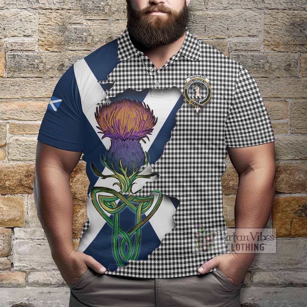 Tartan Vibes Clothing Shepherd Tartan Family Crest Polo Shirt Scottish Thistle Celtic Inspired