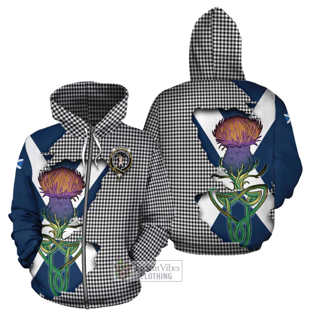 Tartan Vibes Clothing Shepherd Tartan Family Crest Cotton Hoodie Scottish Thistle Celtic Inspired