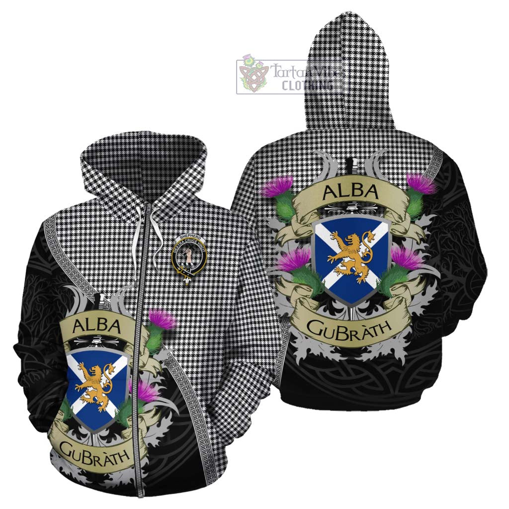 Tartan Vibes Clothing Shepherd Tartan Family Crest Cotton Hoodie Lion Rampant Royal Thistle Shield Celtic Inspired