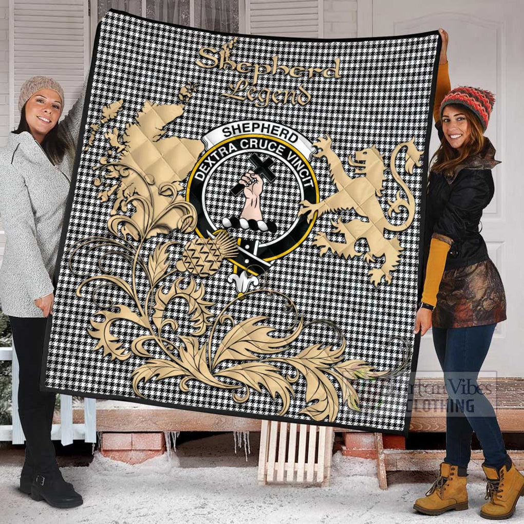 Shepherd Tartan Quilt with Family Crest and Scottish Symbol Style - Tartan Vibes Clothing