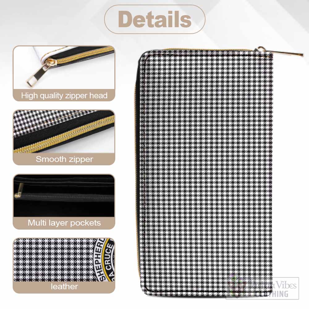 Tartan Vibes Clothing Shepherd Tartan Women's Leather Wallet with Family Crest