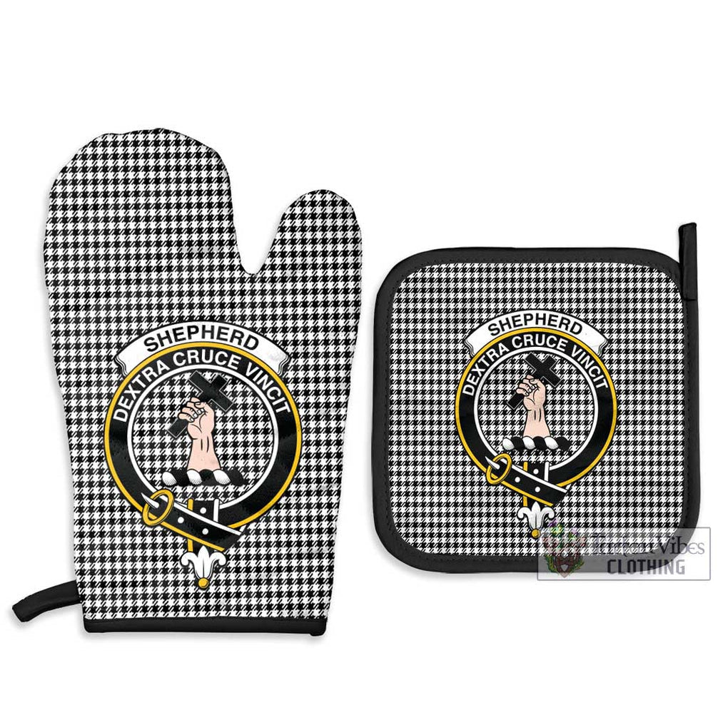 Shepherd Tartan Combo Oven Mitt & Pot-Holder with Family Crest Combo 1 Oven Mitt & 2 Pot-Holder Black - Tartan Vibes Clothing