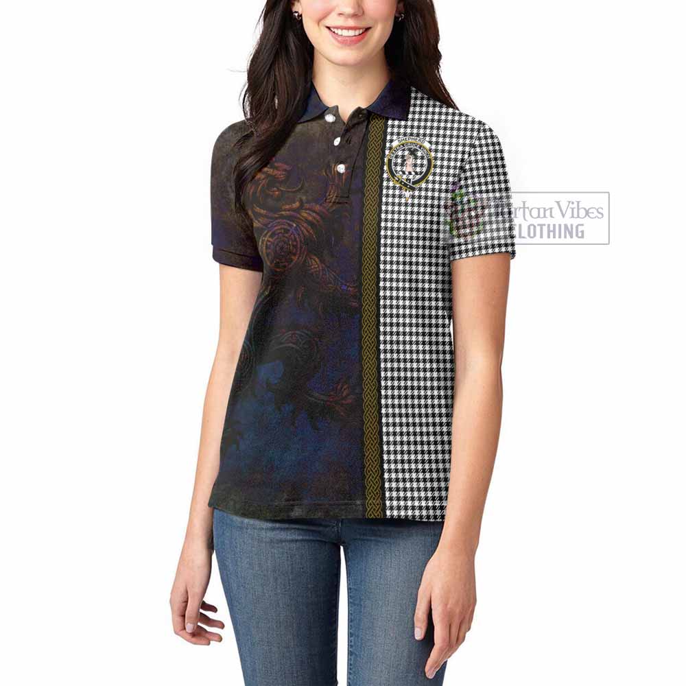 Tartan Vibes Clothing Shepherd Tartan Family Crest Women's Polo Shirt Alba Gu Brath Be Brave Lion Ancient Style