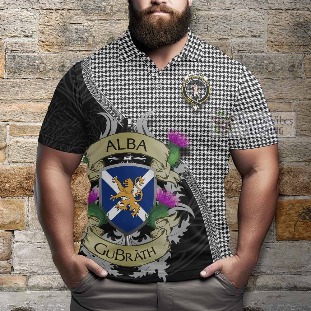 Tartan Vibes Clothing Shepherd Tartan Family Crest Polo Shirt Lion Rampant Royal Thistle Shield Celtic Inspired
