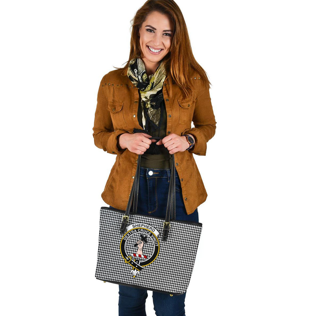 Shepherd Tartan Leather Tote Bag with Family Crest - Tartan Vibes Clothing