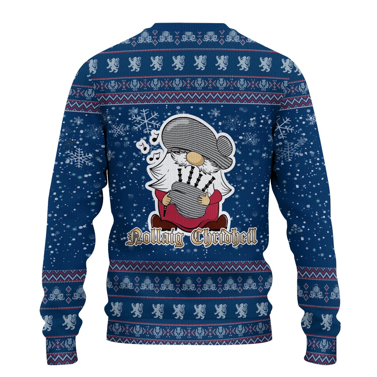 Shepherd Clan Christmas Family Knitted Sweater with Funny Gnome Playing Bagpipes - Tartanvibesclothing
