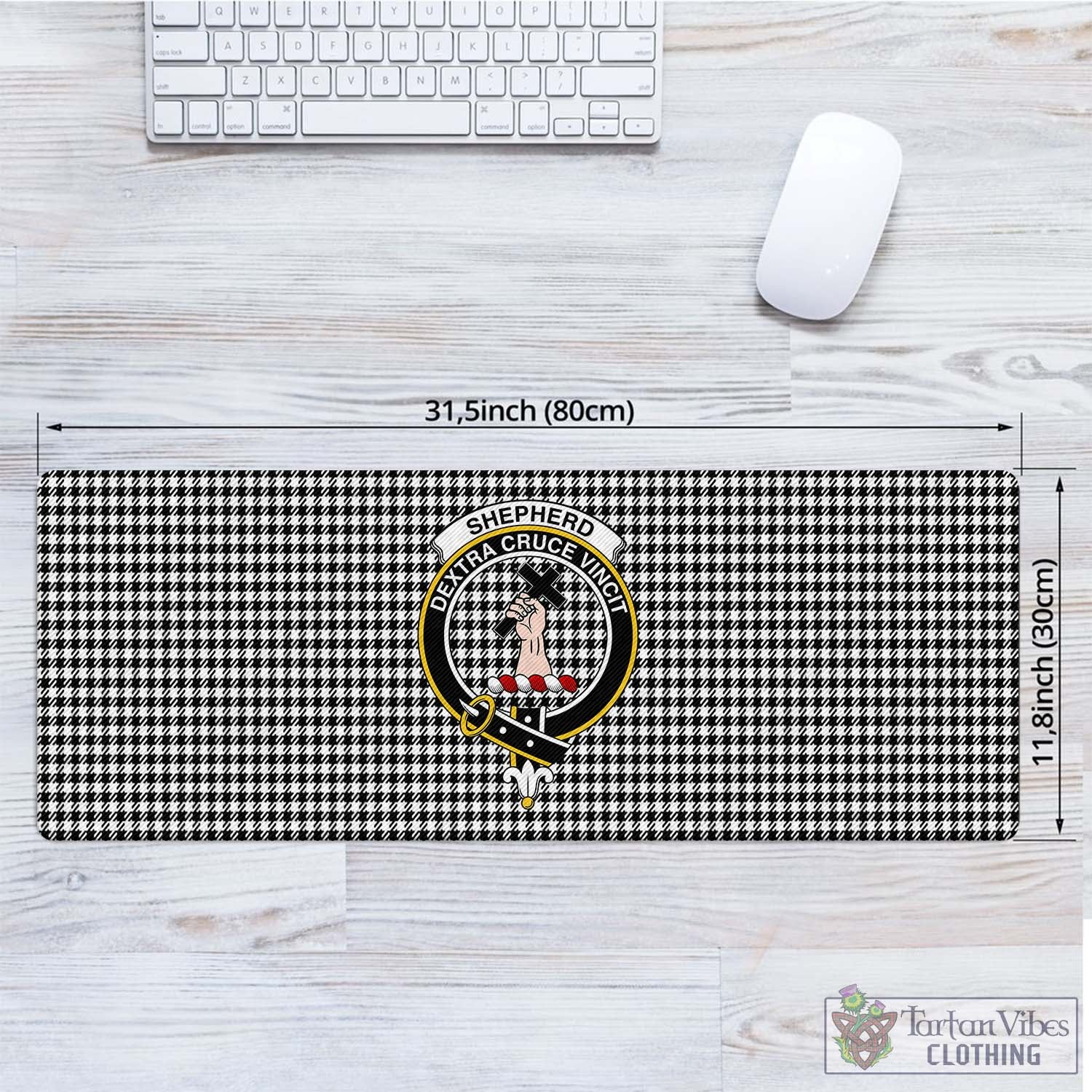 Tartan Vibes Clothing Shepherd Tartan Mouse Pad with Family Crest