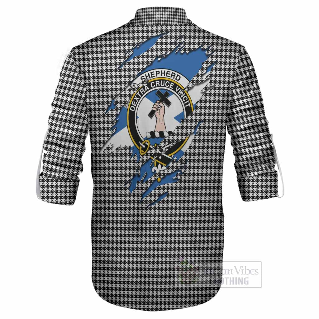 Shepherd Clan Crest In Me Tartan Ghillie Shirt Scotland Flag Style