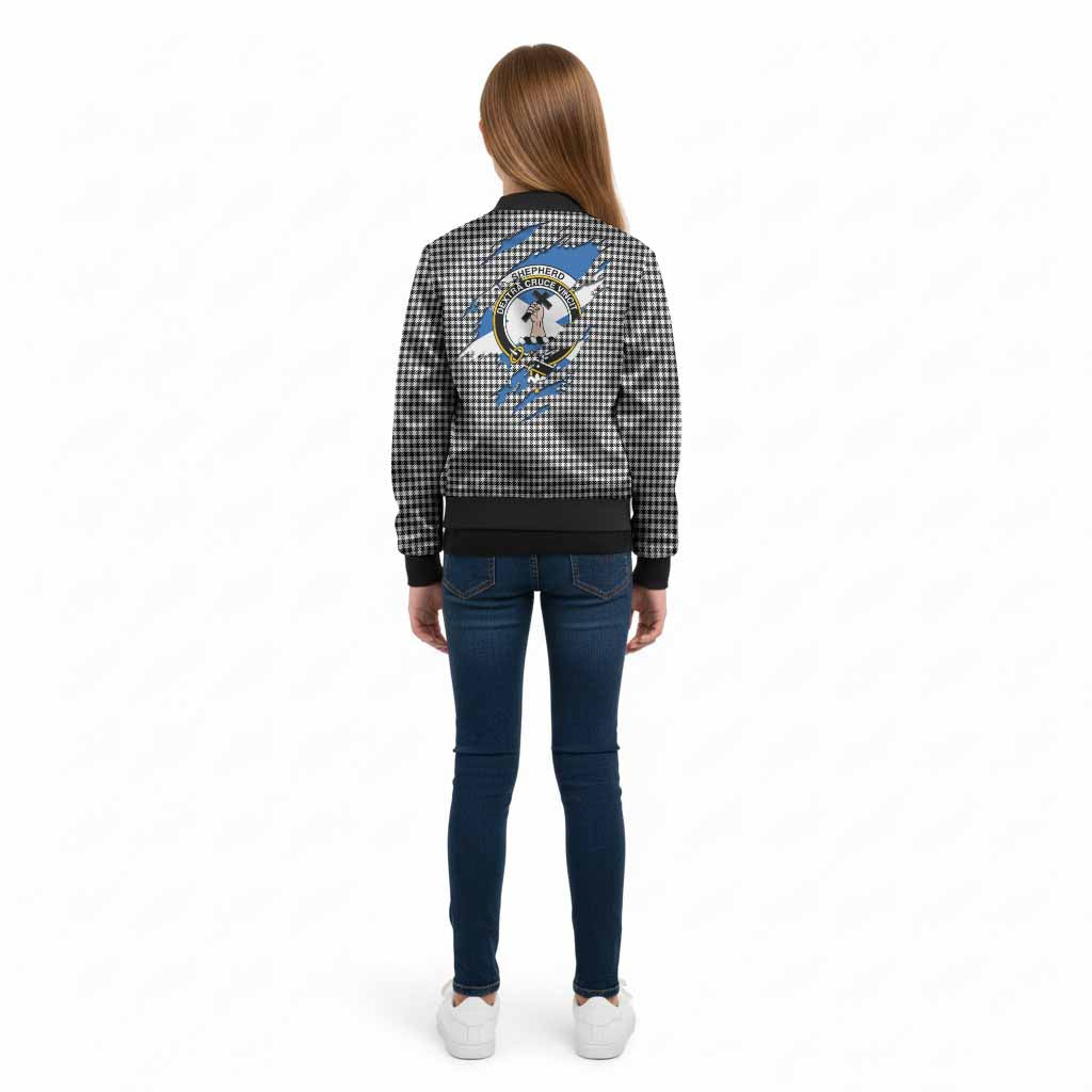 Shepherd Clan Crest In Me Tartan Kid Bomber Jacket Scotland Flag Style