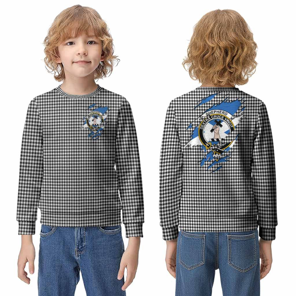 Shepherd Clan Crest In Me Tartan Kid Knitted Sweatshirt Scotland Flag Style