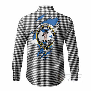 Shepherd Clan Crest In Me Tartan Long Sleeve Button Shirts Scotland Flag Style