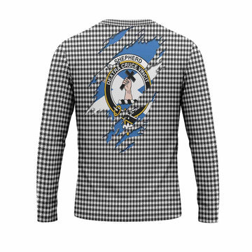 Shepherd Clan Crest In Me Tartan Long Sleeve T-Shirt Scotland Flag Style