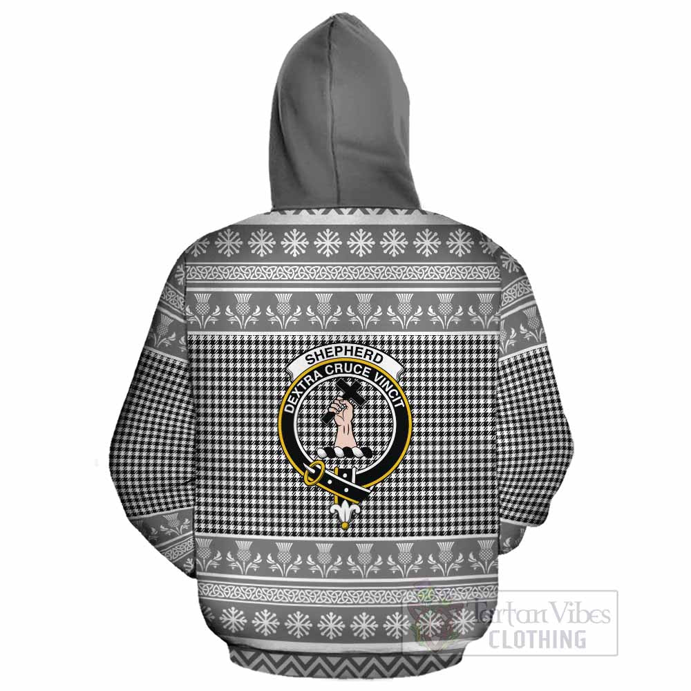 Shepherd Clan Tartan Christmas Cotton Hoodie with Family Crest - Tartan Vibes Clothing