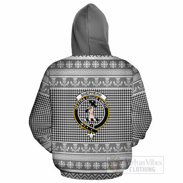 Shepherd Clan Tartan Christmas Cotton Hoodie with Family Crest