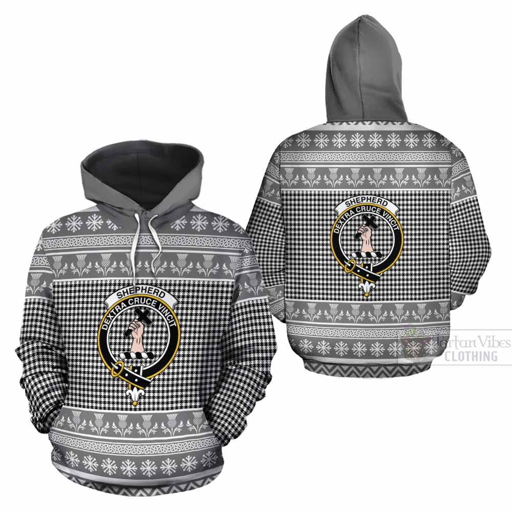 Shepherd Clan Tartan Christmas Cotton Hoodie with Family Crest - Tartan Vibes Clothing