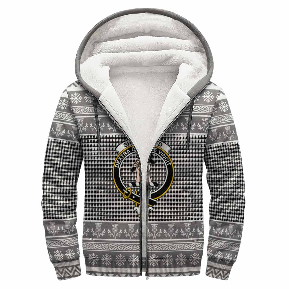 Shepherd Clan Tartan Christmas Fleece Hoodie with Family Crest - Tartan Vibes Clothing