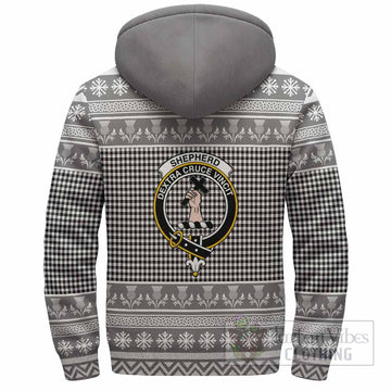 Shepherd Clan Tartan Christmas Fleece Hoodie with Family Crest