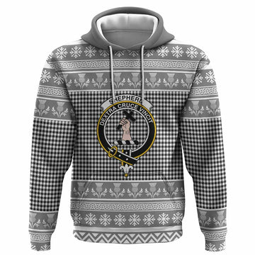 Shepherd Clan Tartan Christmas Hoodie with Family Crest