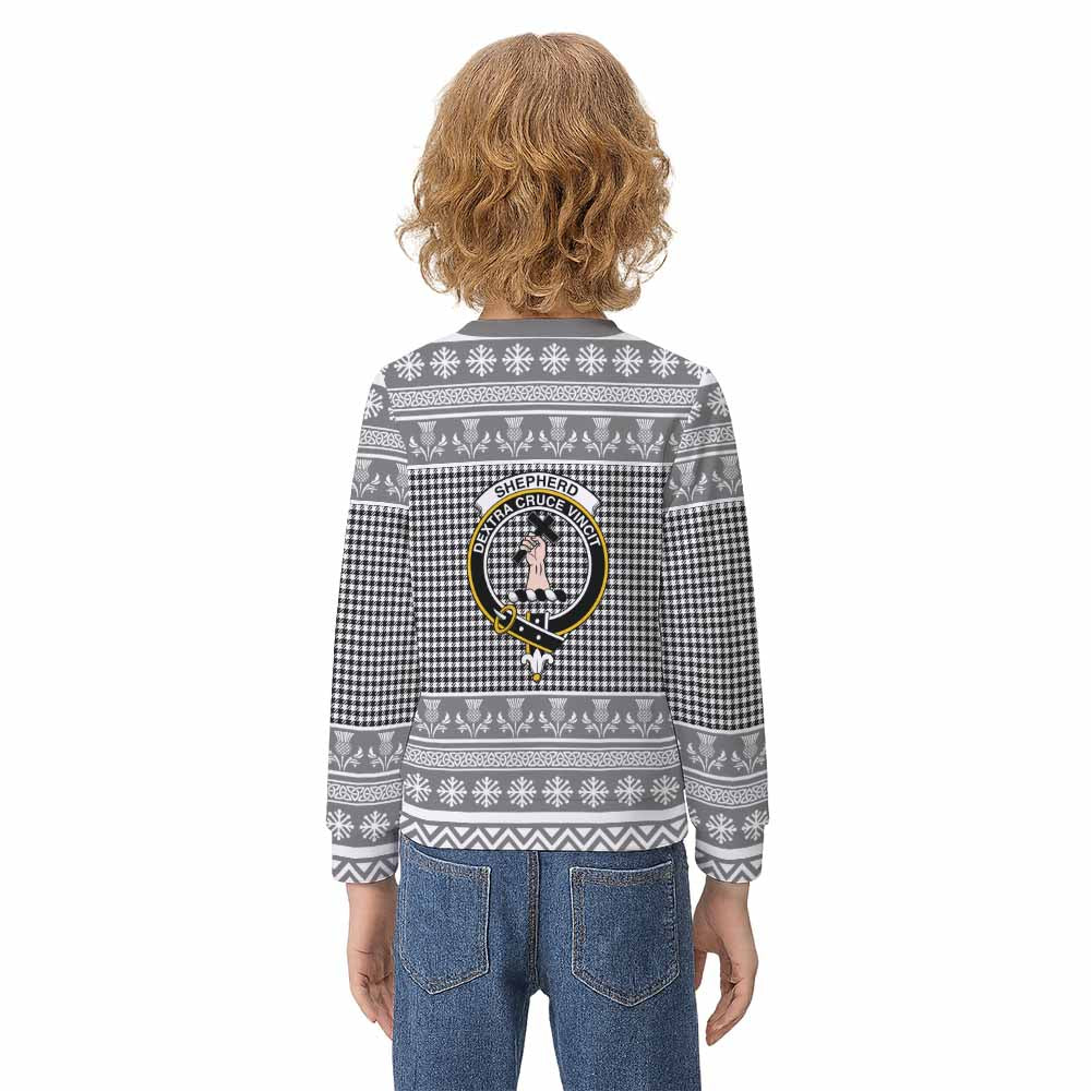 Shepherd Clan Tartan Christmas Kid Ugly Sweatshirt with Family Crest - Tartan Vibes Clothing