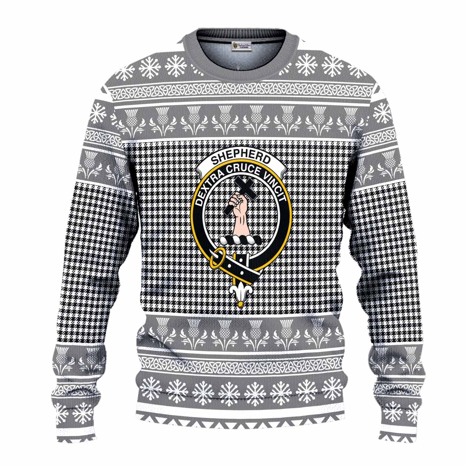 Shepherd Clan Tartan Christmas Ugly Sweater with Family Crest - Tartan Vibes Clothing