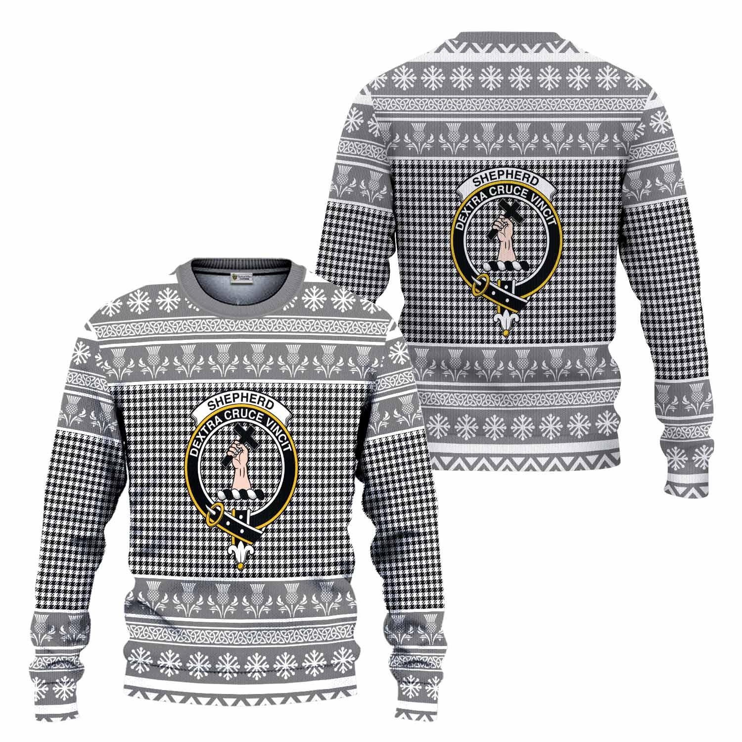 Shepherd Clan Tartan Christmas Ugly Sweater with Family Crest - Tartan Vibes Clothing